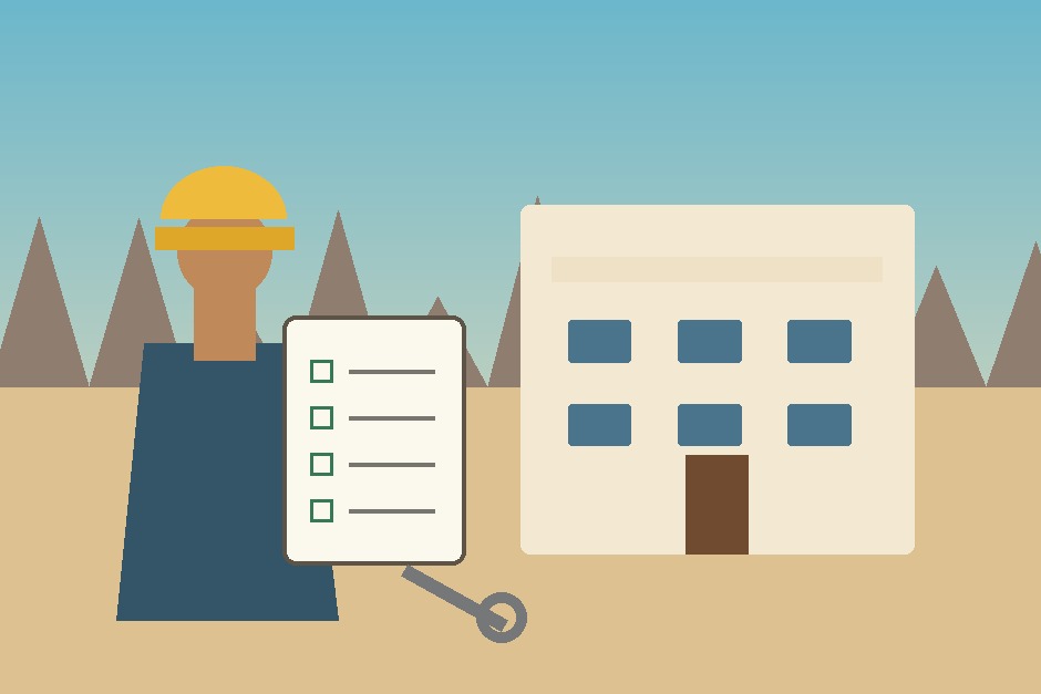 An original illustration of a new-build property inspection and handover checklist